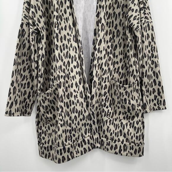 AMARYLLIS Cardigan Leopard Open With Pockets Animal Print Long Sleeve Size 1X - Picture 7 of 12